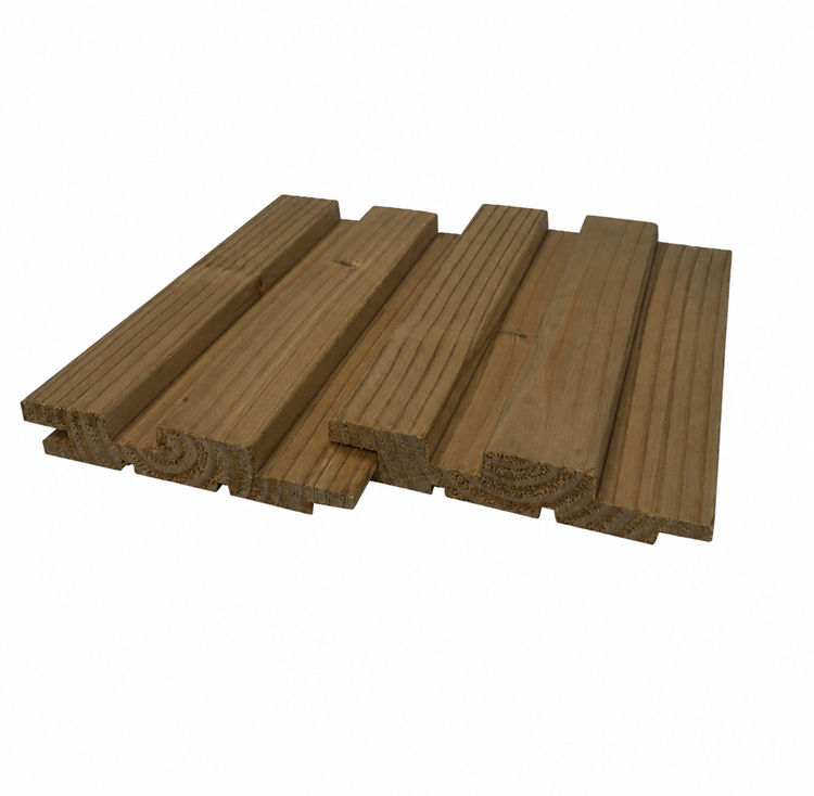 Vuren dubbel Rhombus bruin geïmpregneerd 28x145x5100 mm